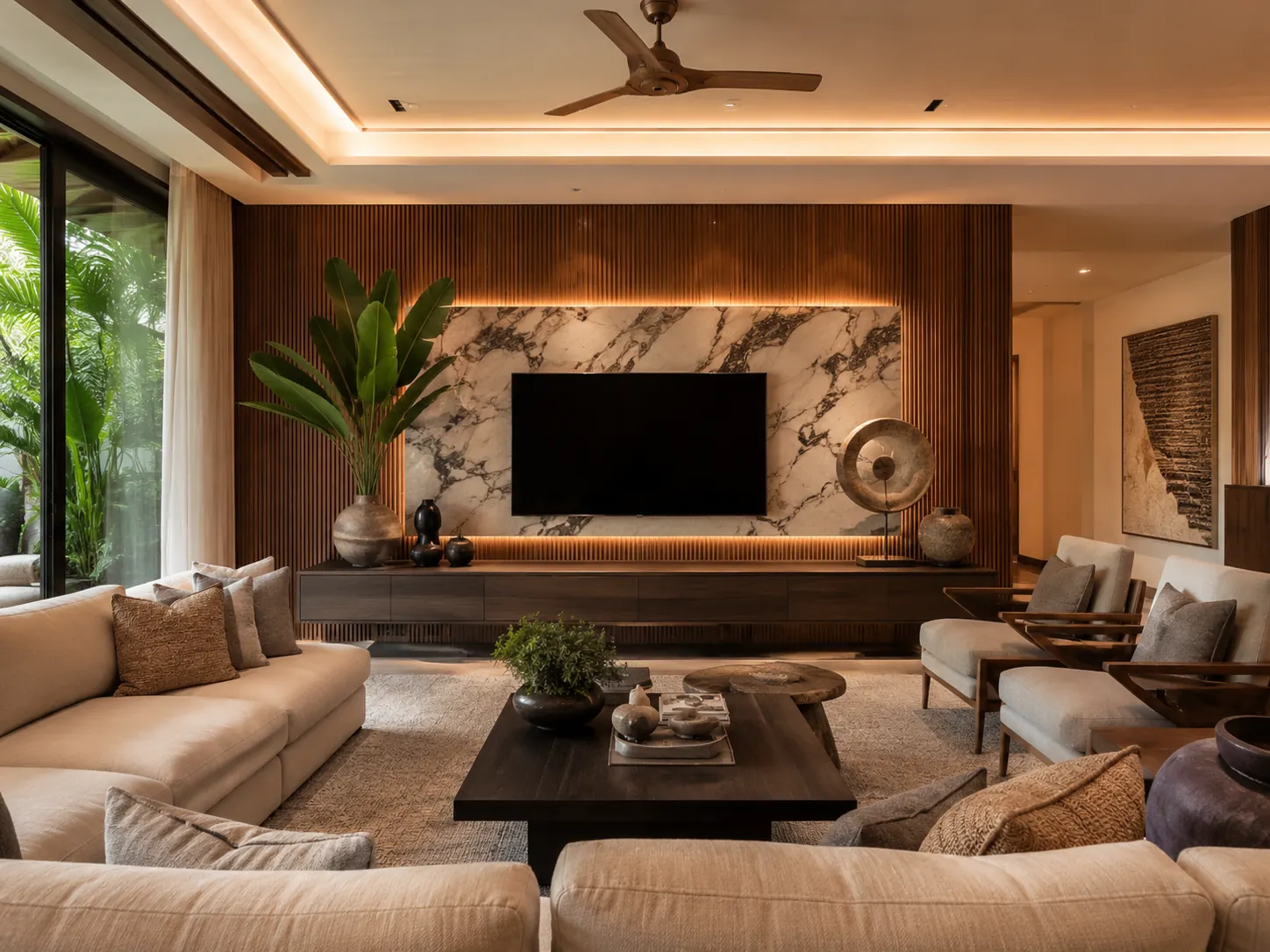 Natural timber media-wall design concept